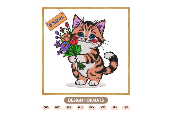 Cute Kitten with Flowers Embroidery Desi Review