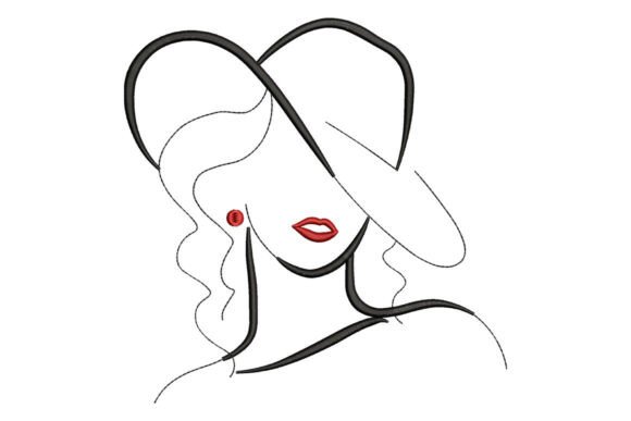 Minimalist Woman Line Art Embroidery