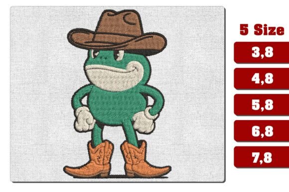 Retro Cowboy Frog with Boots Embroidery
