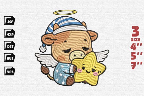Sleepy Angel Cow Embroidery Design Review