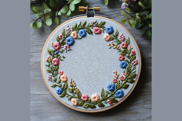 Wedding Floral Wreath Hand Embroidery 22
